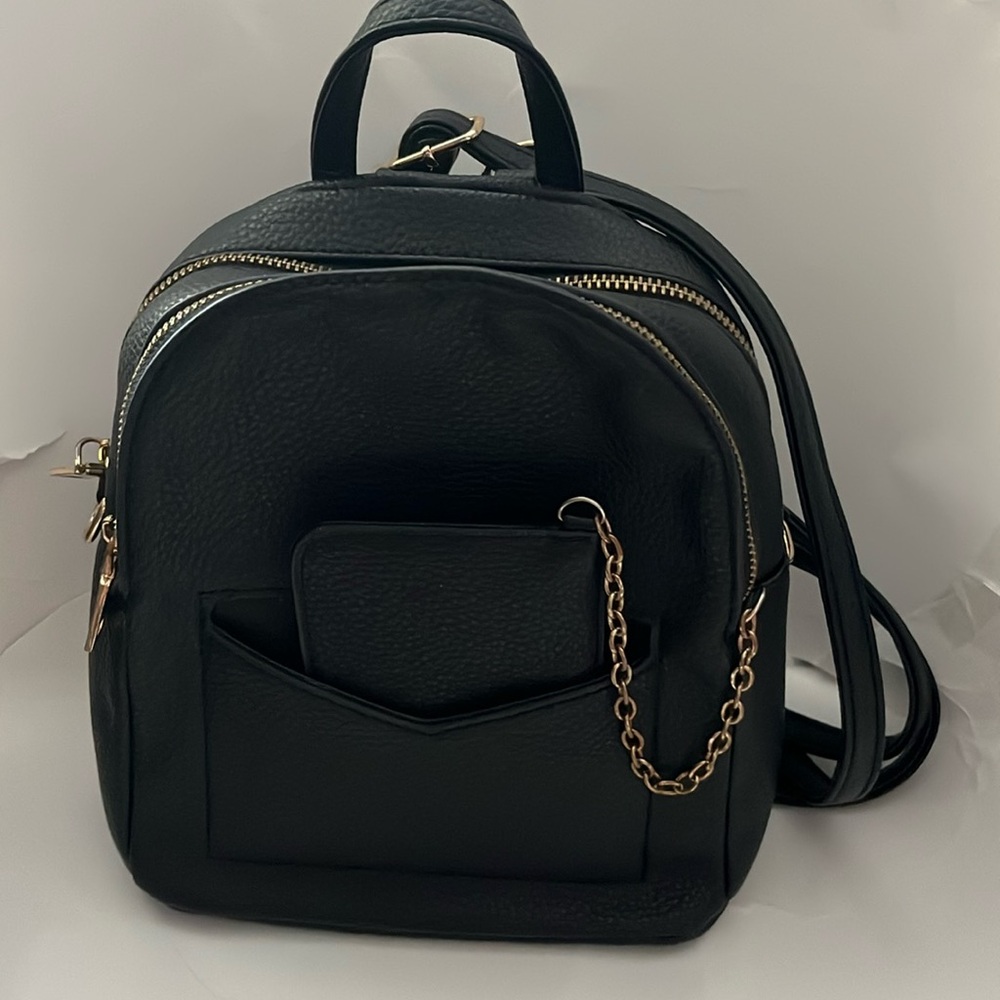 Small Black Backpack/Crossbody with small card wallet